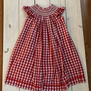 Red & White Gingham smocked Dress
